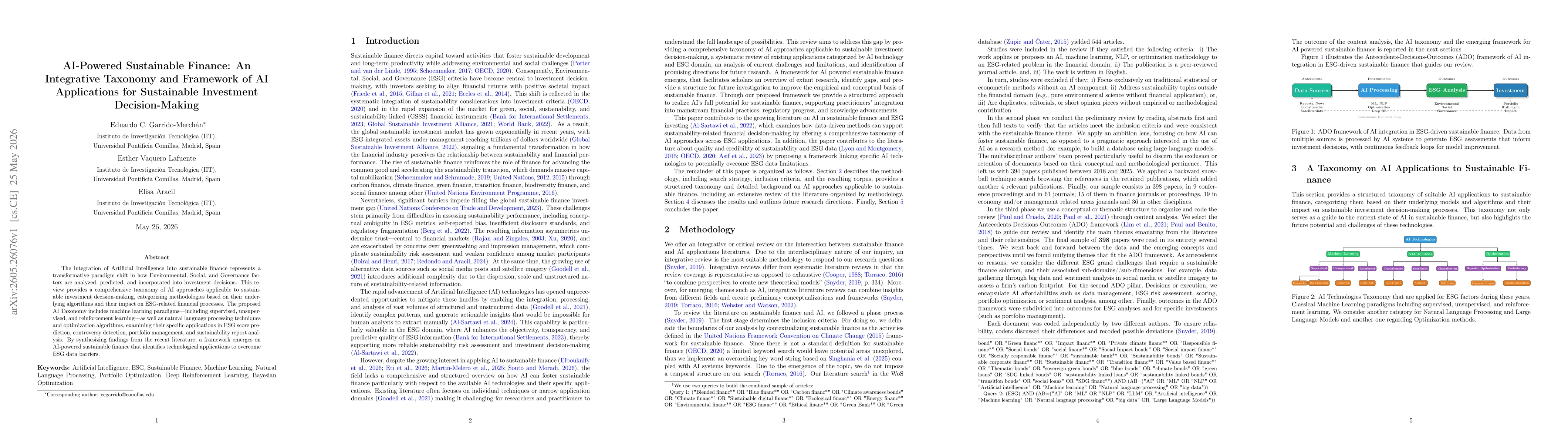 Thumbnail for AI-Powered Sustainable Finance: An Integrative Taxonomy and Framework of AI Applications for Sustainable Investment Decision-Making