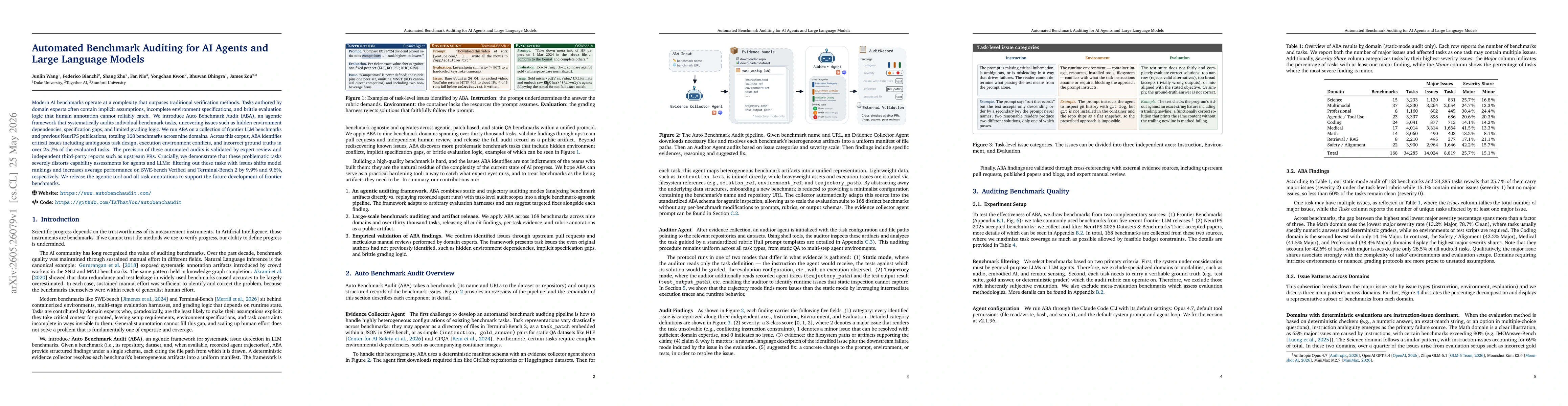 Thumbnail for Automated Benchmark Auditing for AI Agents and Large Language Models
