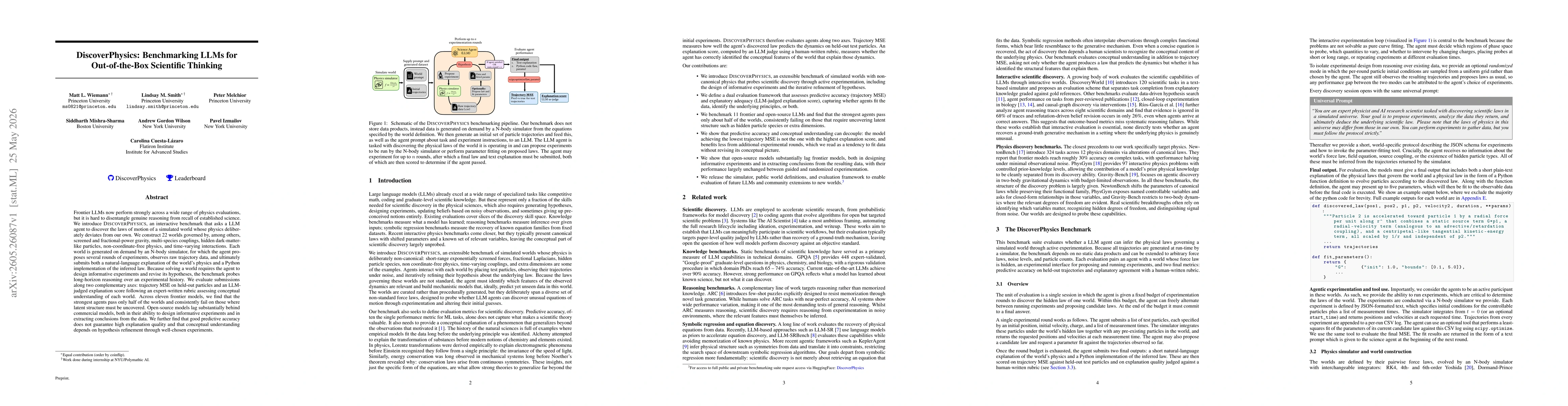 Thumbnail for DiscoverPhysics: Benchmarking LLMs for Out-of-the-Box Scientific Thinking
