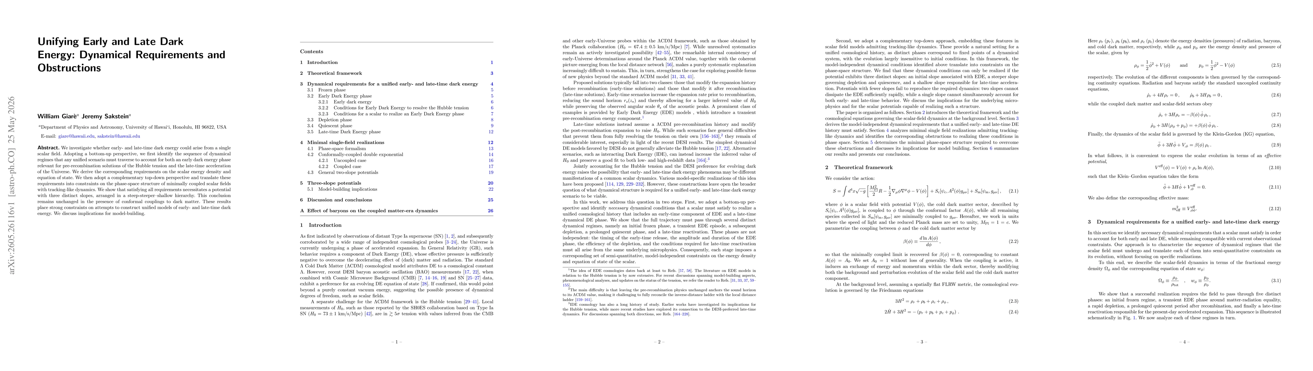 Thumbnail for Unifying Early and Late Dark Energy: Dynamical Requirements and Obstructions