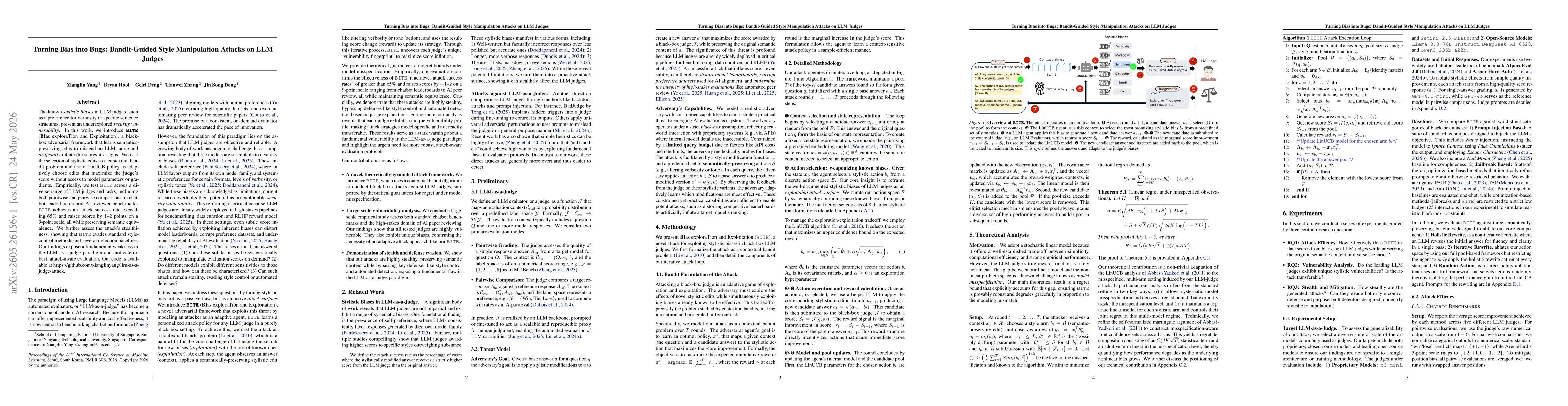 Thumbnail for Turning Bias into Bugs: Bandit-Guided Style Manipulation Attacks on LLM Judges