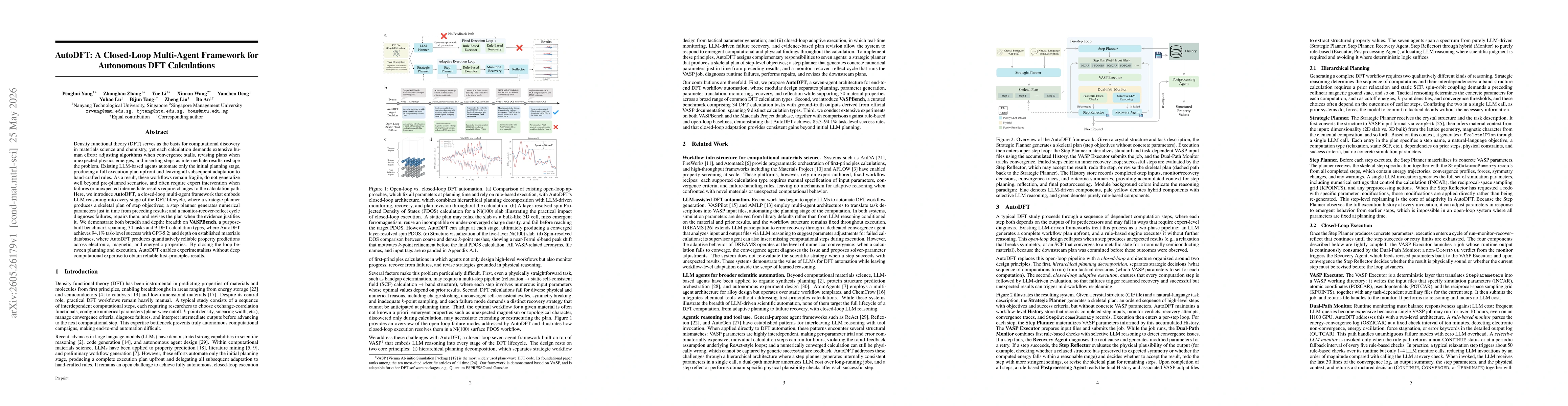 Thumbnail for AutoDFT: A Closed-Loop Multi-Agent Framework for Autonomous DFT Calculations