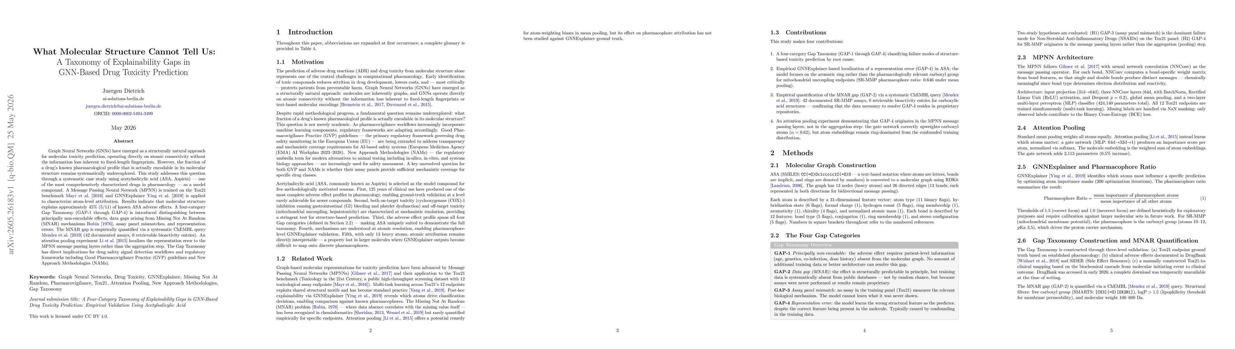 Thumbnail for What Molecular Structure Cannot Tell Us: A Taxonomy of Explainability Gaps in GNN-Based Drug Toxicity Prediction