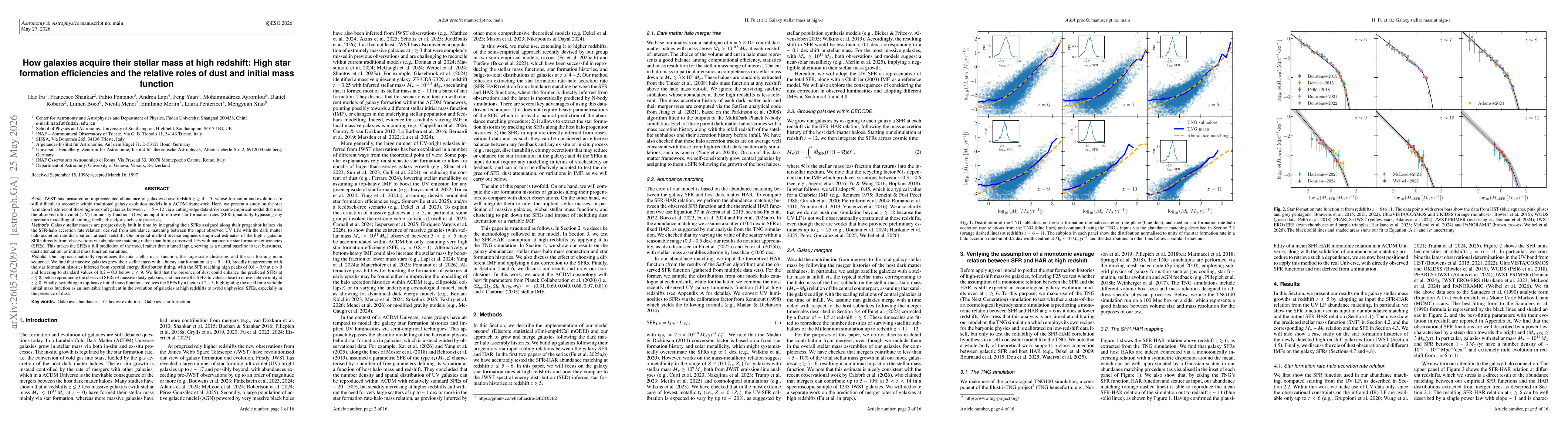 Thumbnail for How galaxies acquire their stellar mass at high redshift: High star formation efficiencies and the relative roles of dust and initial mass function