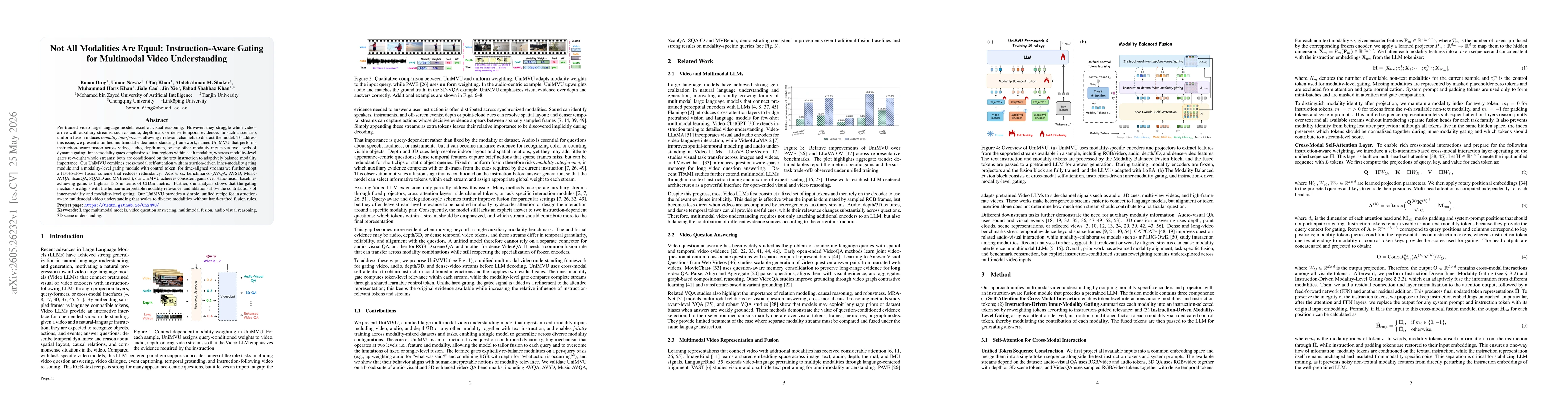 Thumbnail for Not All Modalities Are Equal: Instruction-Aware Gating for Multimodal Videos