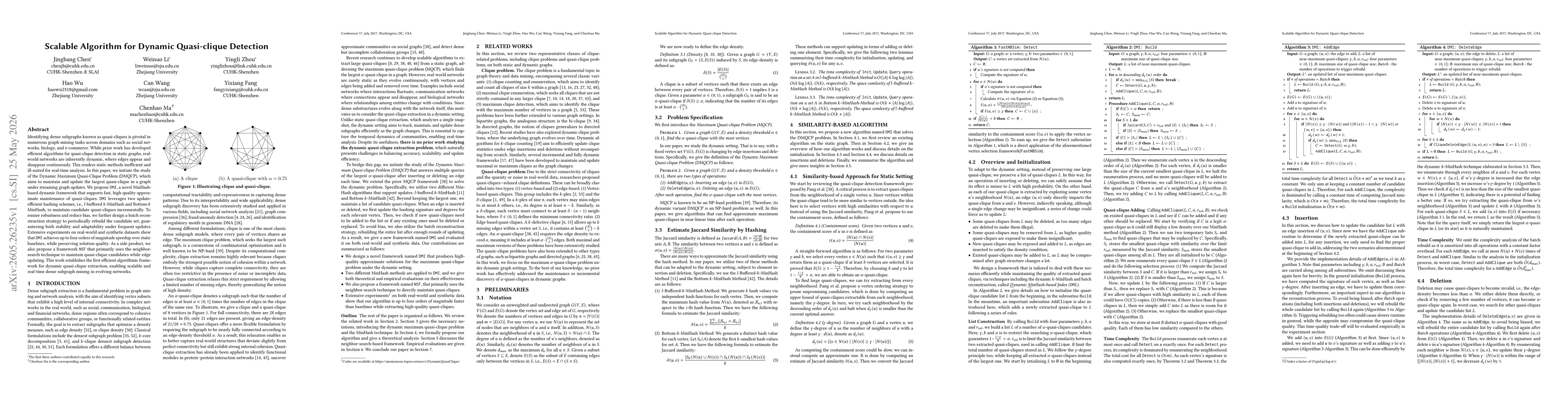 Thumbnail for Scalable Algorithm for Dynamic Quasi-clique Detection