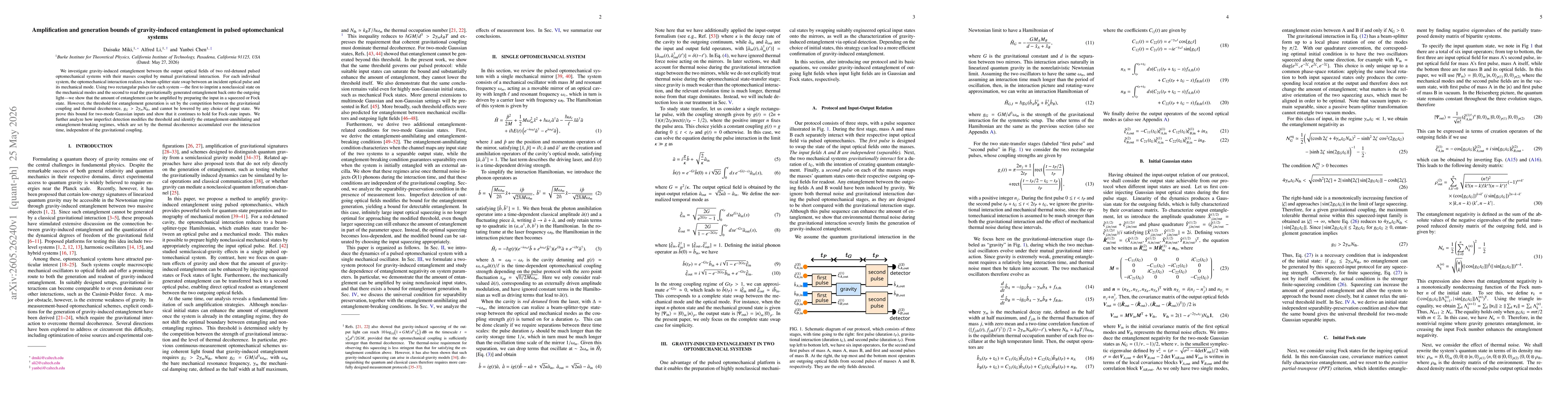 Thumbnail for Amplification and generation bounds of gravity-induced entanglement in pulsed optomechanical systems