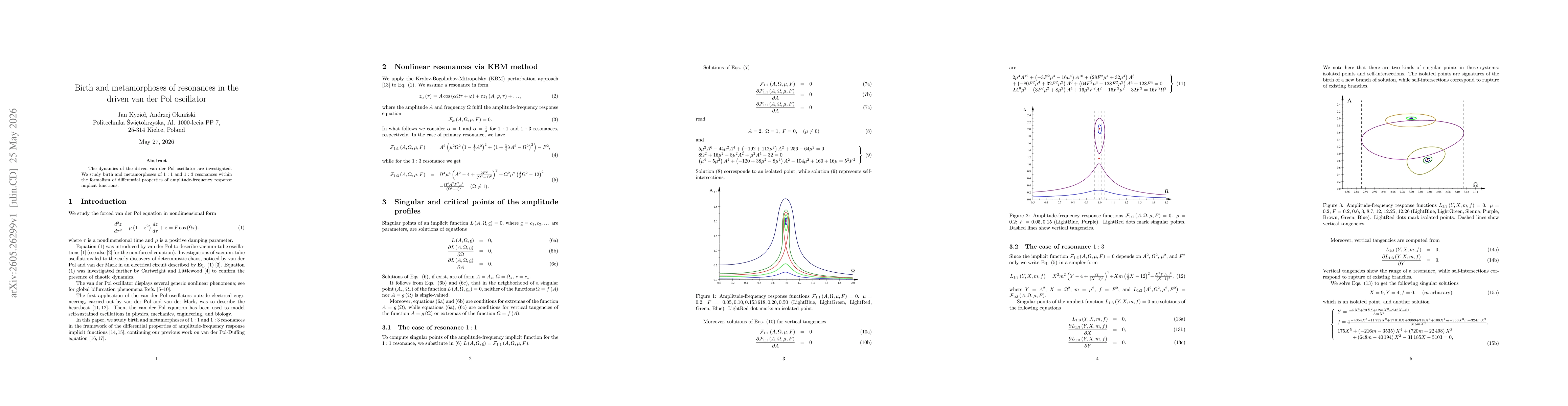 Thumbnail for Birth and metamorphoses of resonances in the driven van der Pol oscillator