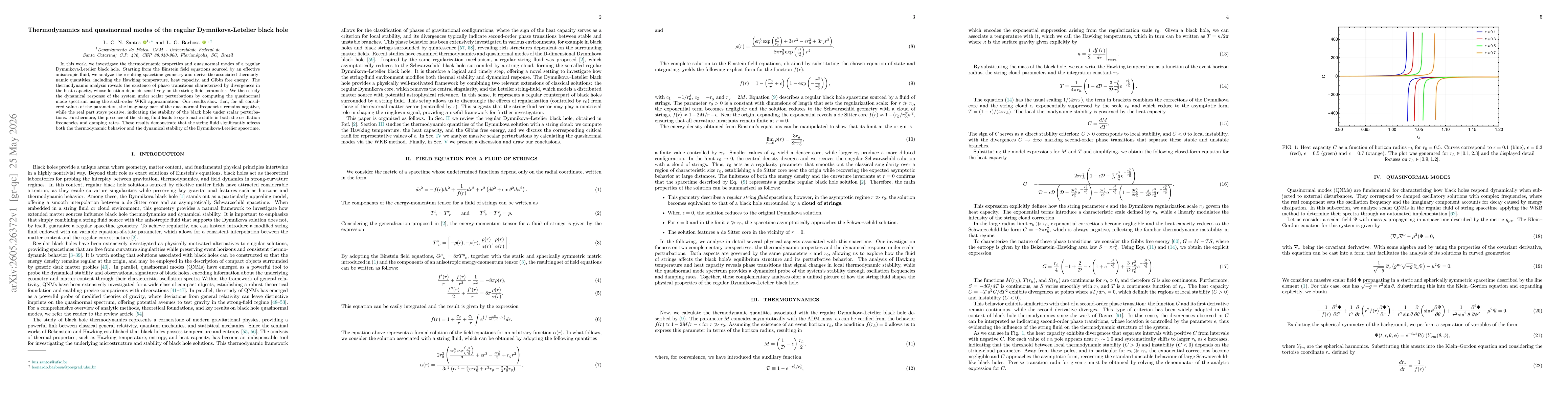 Thumbnail for Thermodynamics and quasinormal modes of the regular Dymnikova-Letelier black hole