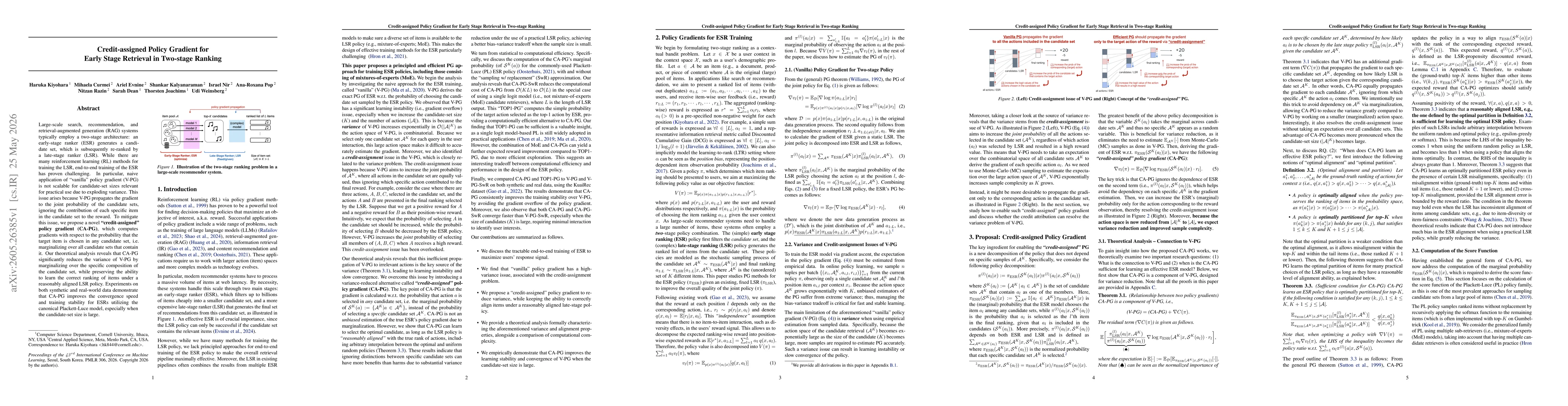 Thumbnail for Credit-assigned Policy Gradient for Early Stage Retrieval in Two-stage Ranking