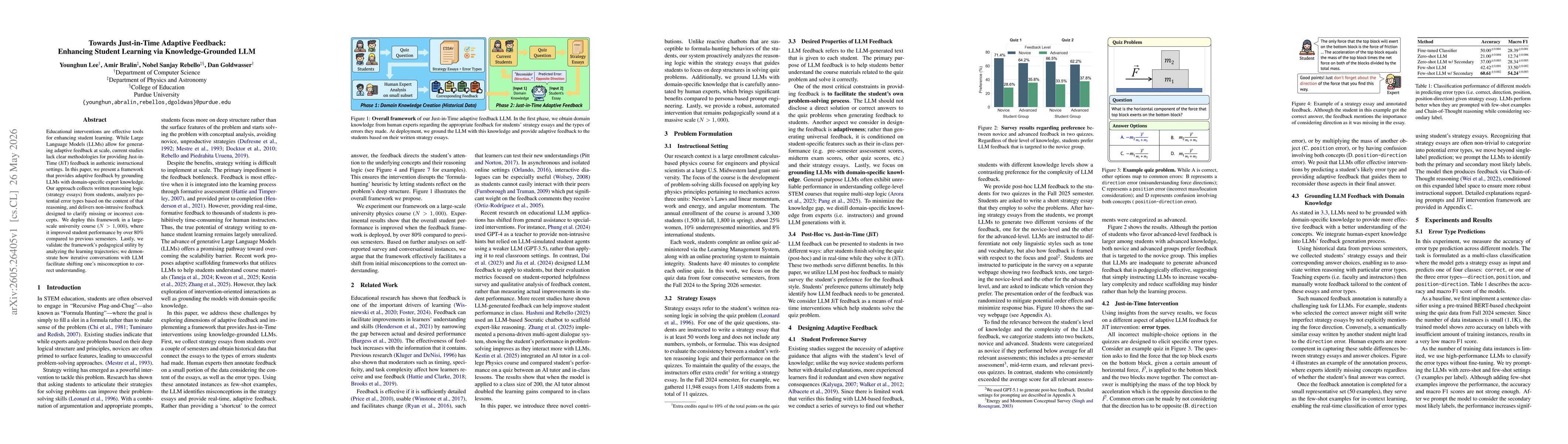 Thumbnail for Towards Just-in-Time Adaptive Feedback: Enhancing Student Learning via Knowledge-Grounded LLM