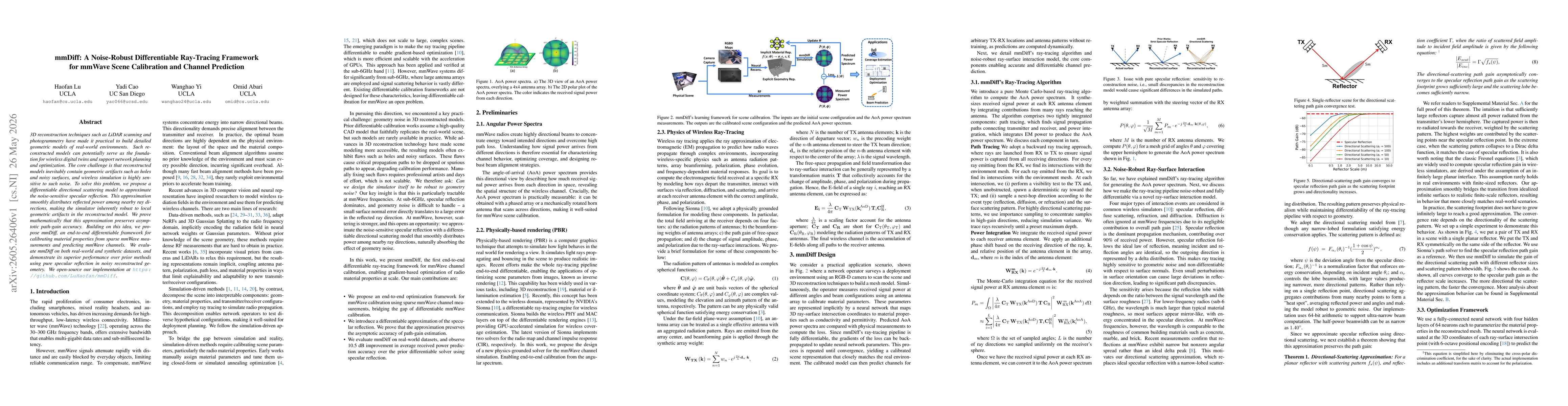 Thumbnail for mmDiff: A Noise-Robust Differentiable Ray-Tracing Framework for mmWave Scene Calibration and Channel Prediction