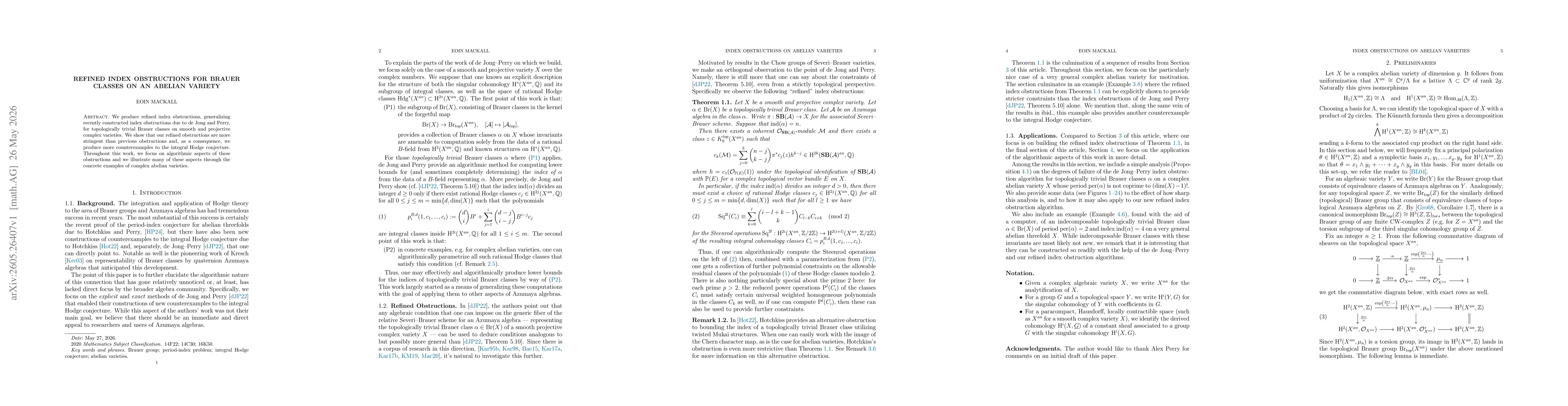 Thumbnail for Refined index obstructions for Brauer classes on an abelian variety