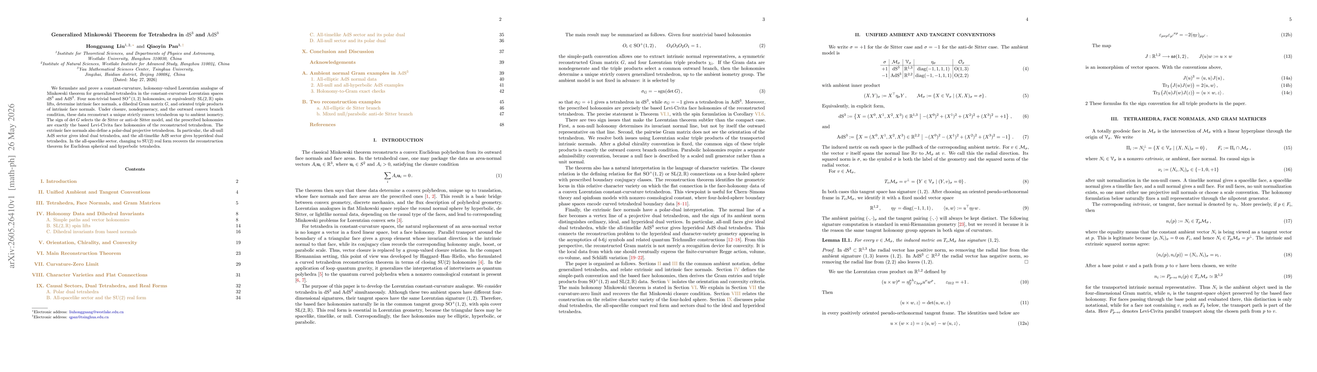 Thumbnail for Generalized Minkowski Theorem for Tetrahedra in ${\rm dS}^3$ and ${\rm AdS}^3$