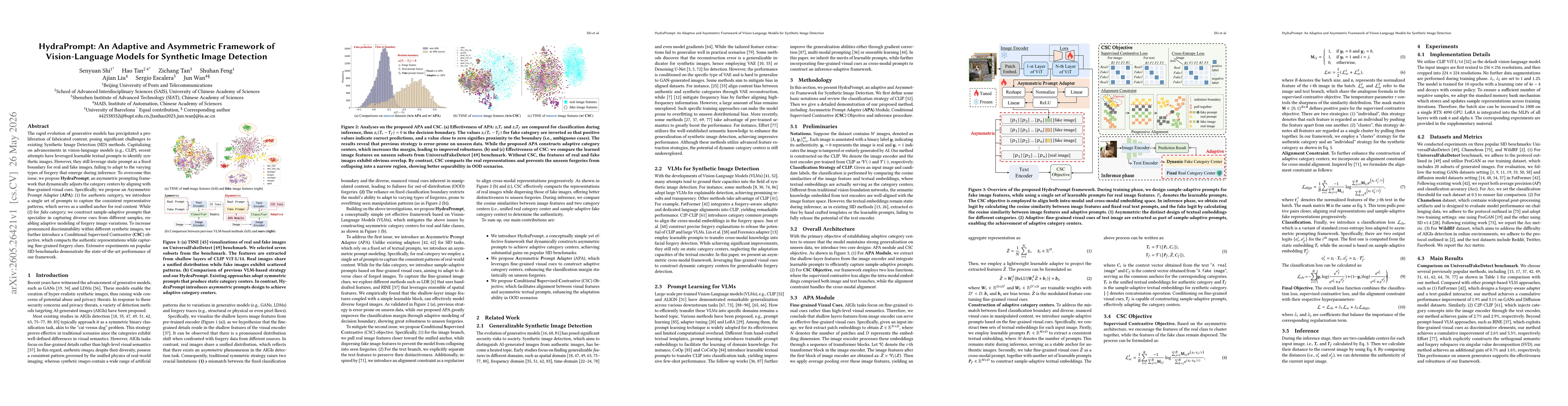 Thumbnail for HydraPrompt: An Adaptive and Asymmetric Framework of Vision-Language Models for Synthetic Image Detection