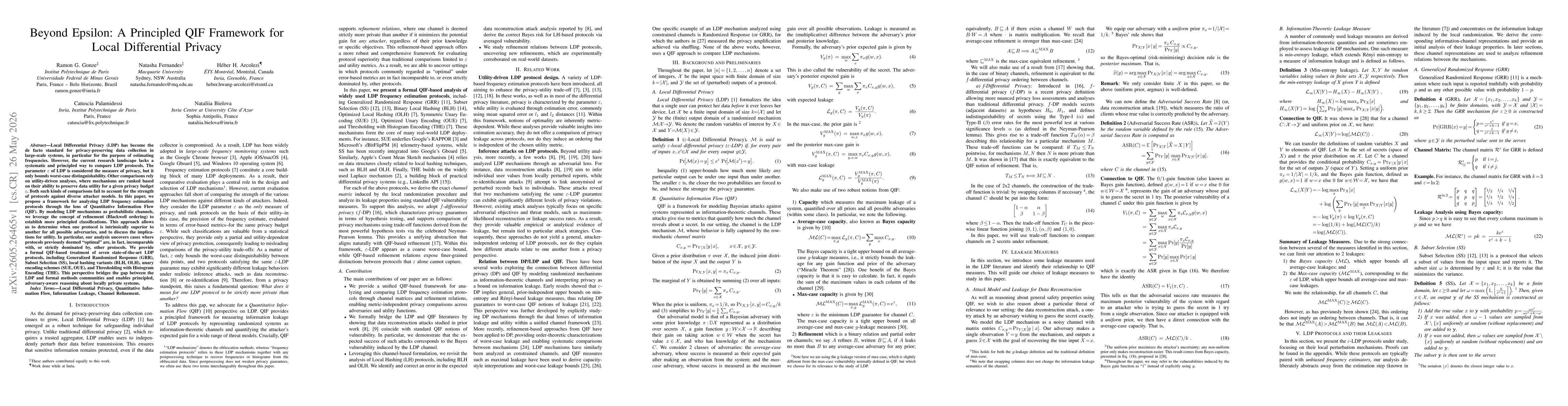 Thumbnail for Beyond Epsilon: A Principled QIF Framework for Local Differential Privacy