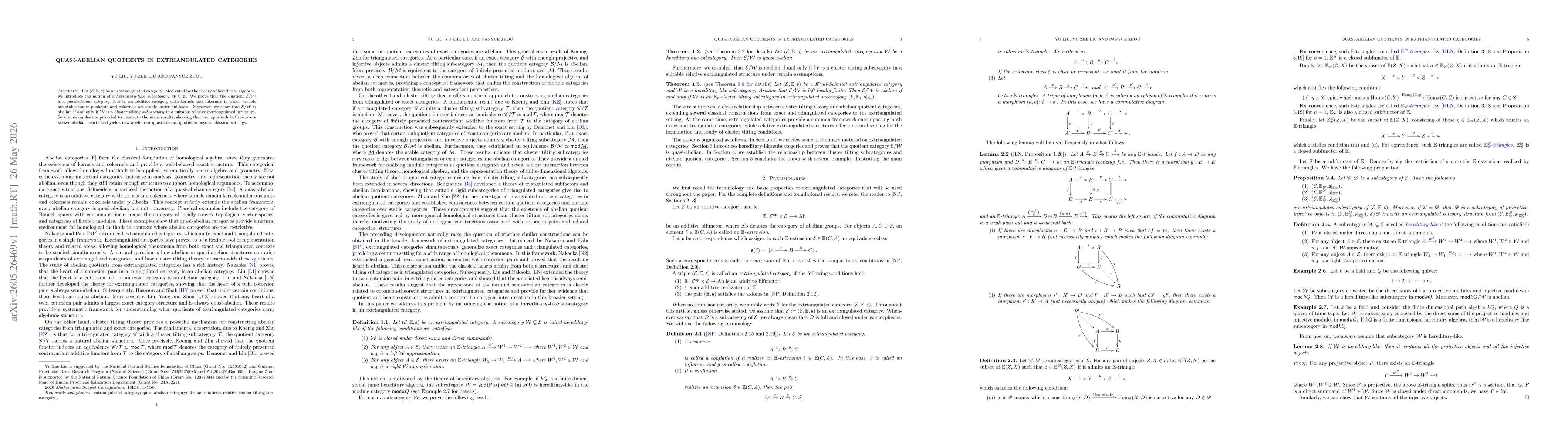 Thumbnail for Quasi-abelian quotients in extriangulated categories