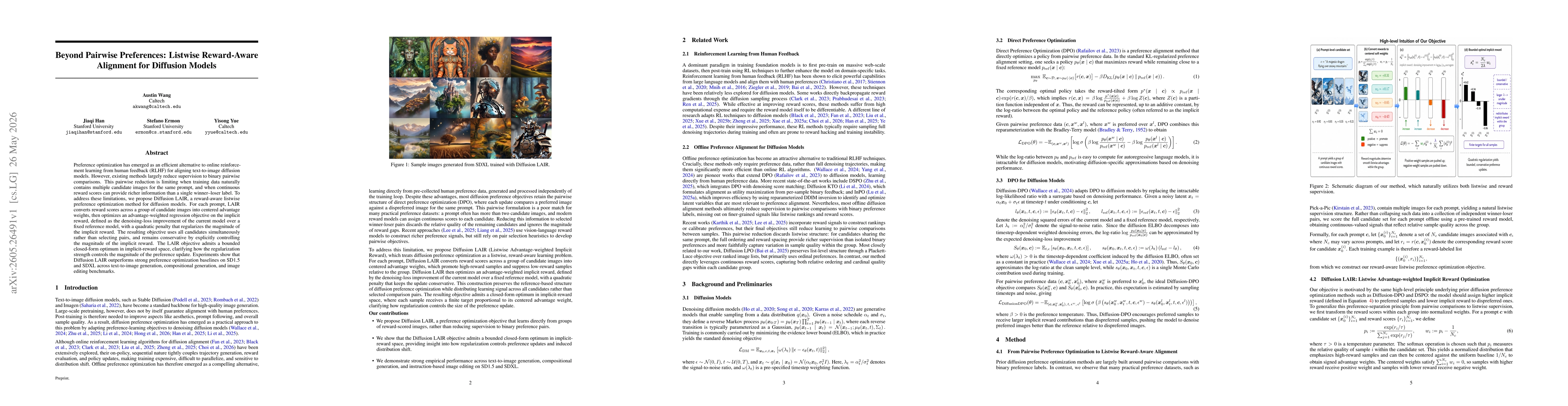 Thumbnail for Beyond Pairwise Preferences: Listwise Reward-Aware Alignment for Diffusion Models