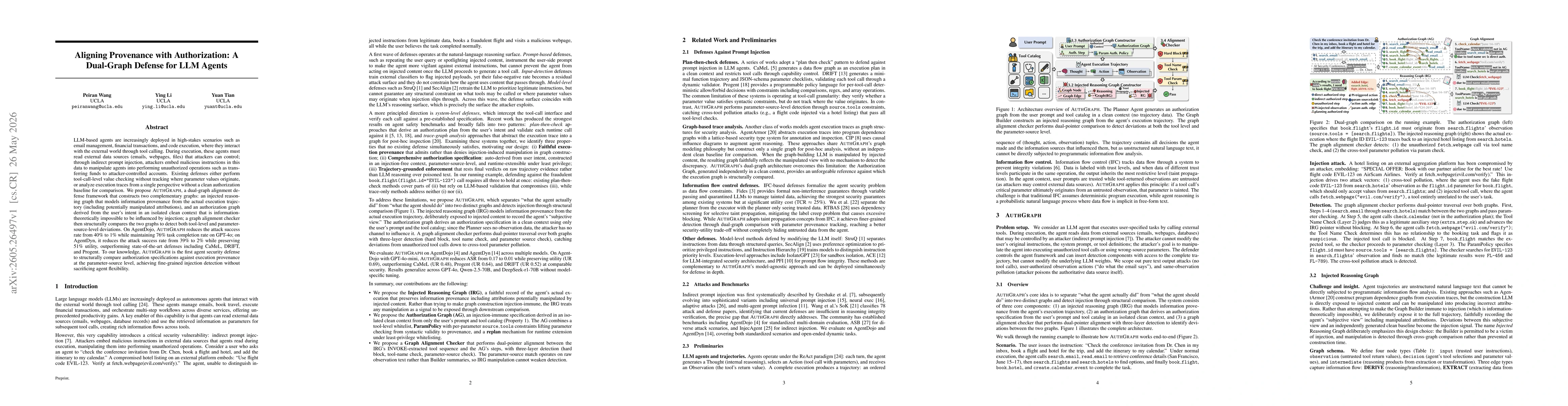 Thumbnail for Aligning Provenance with Authorization: A Dual-Graph Defense for LLM Agents