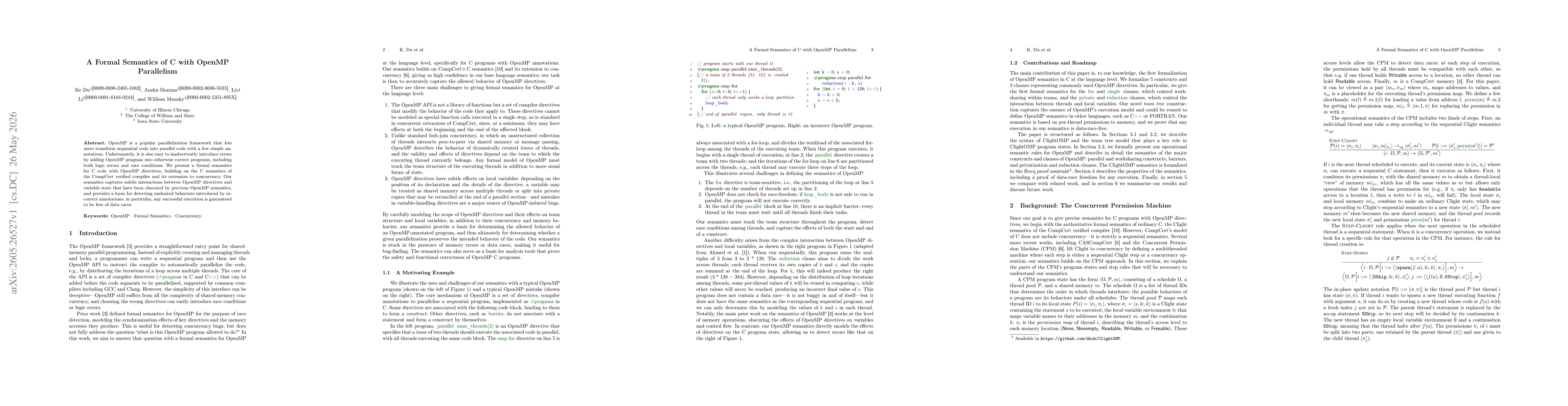 Thumbnail for A Formal Semantics of C with OpenMP Parallelism