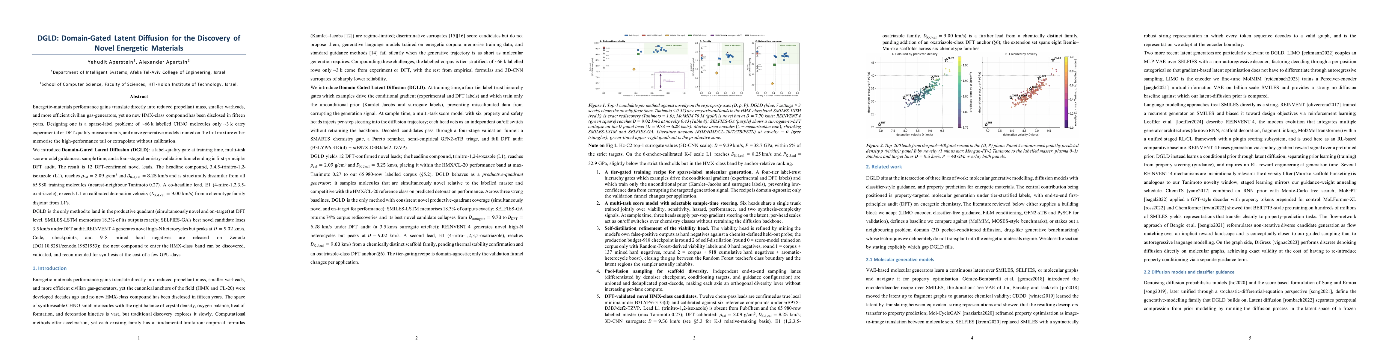 Thumbnail for DGLD: Domain-Gated Latent Diffusion for the Discovery of Novel Energetic Materials