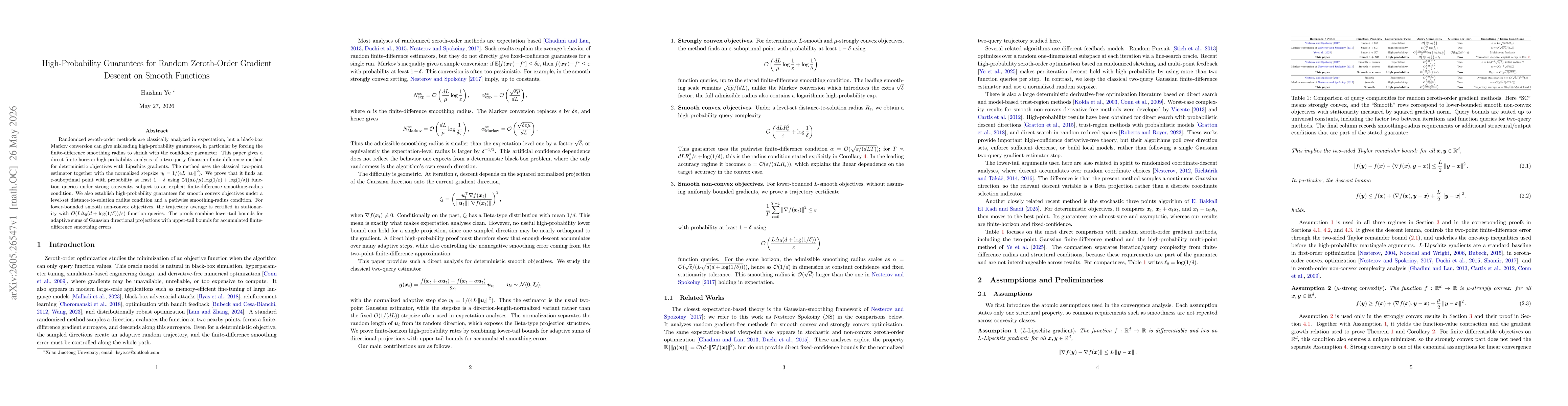 Thumbnail for High-Probability Guarantees for Random Zeroth-Order Gradient Descent on Smooth Functions
