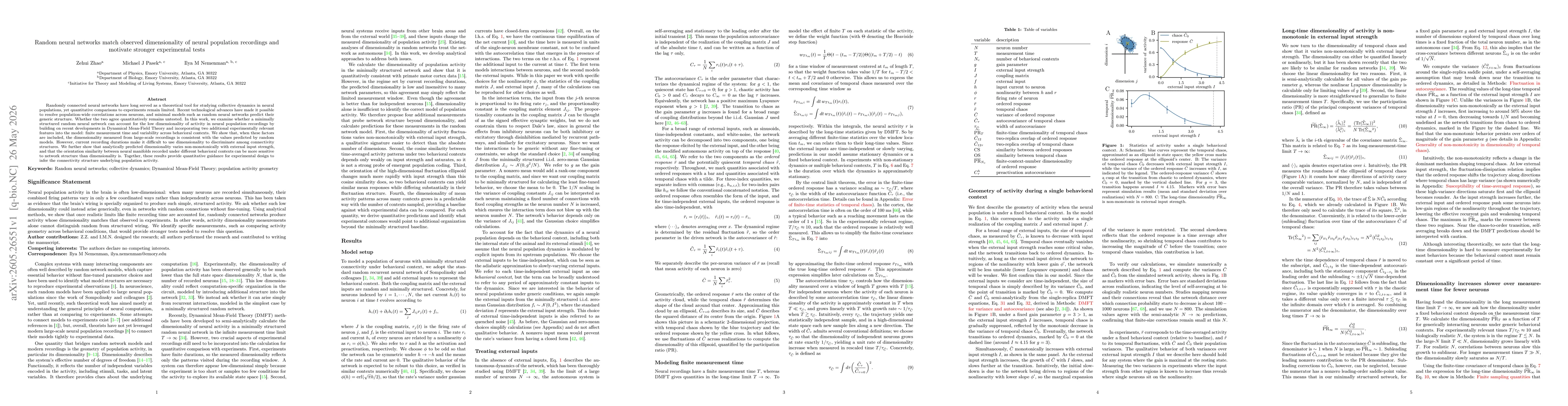 Thumbnail for Random neural networks match observed dimensionality of neural population recordings and motivate stronger experimental tests