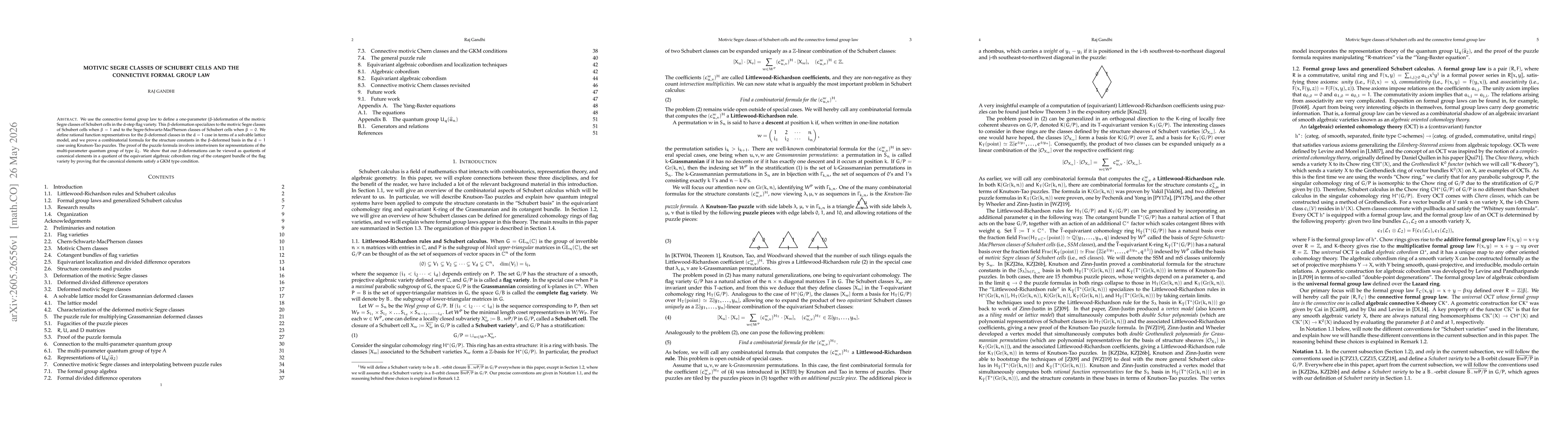 Thumbnail for Motivic Segre classes of Schubert cells and the connective formal group law