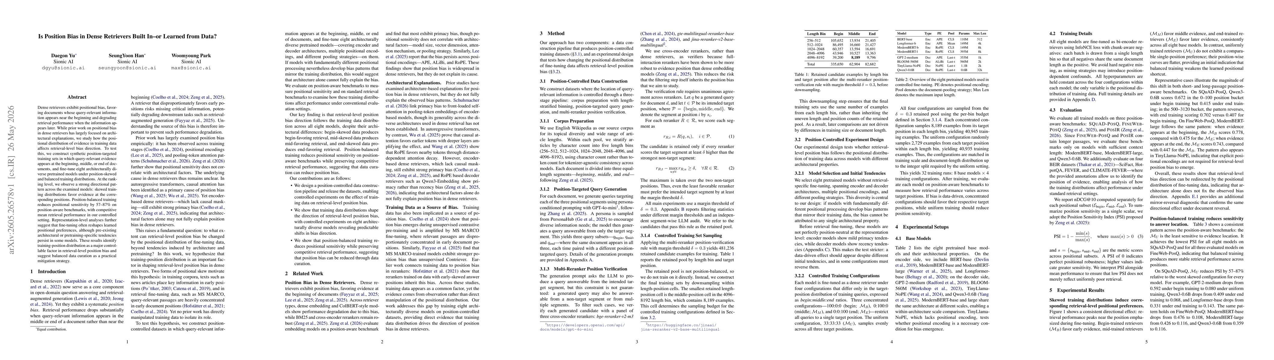 Thumbnail for Is Position Bias in Dense Retrievers Built In-or Learned from Data?