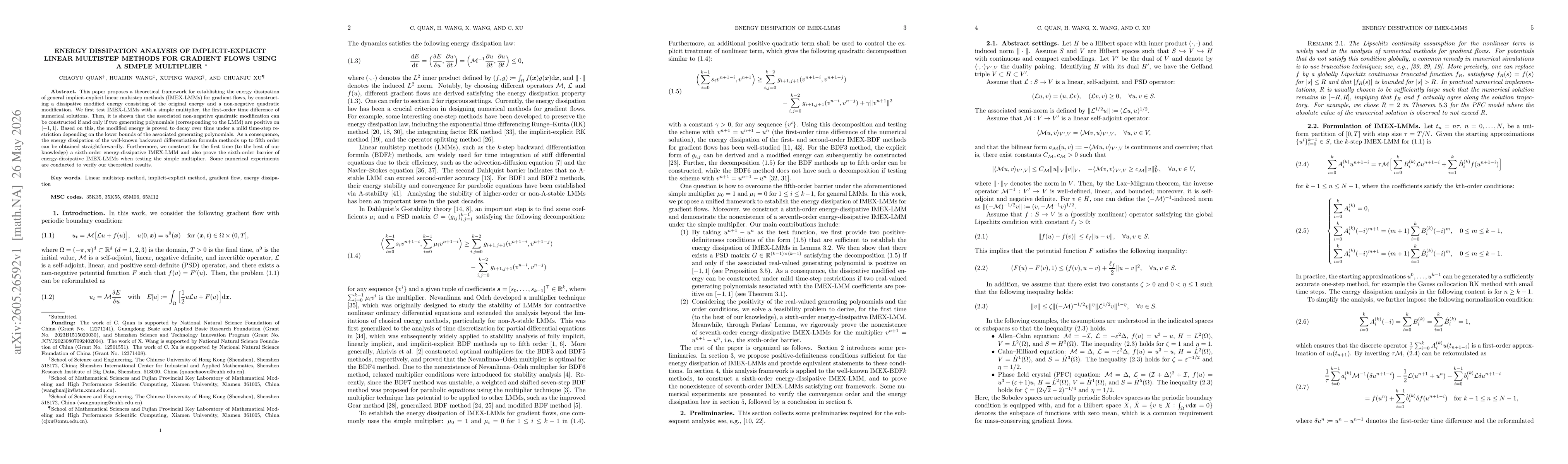 Thumbnail for Energy Dissipation Analysis of Implicit-Explicit Linear Multistep Methods for Gradient Flows Using a Simple Multiplier