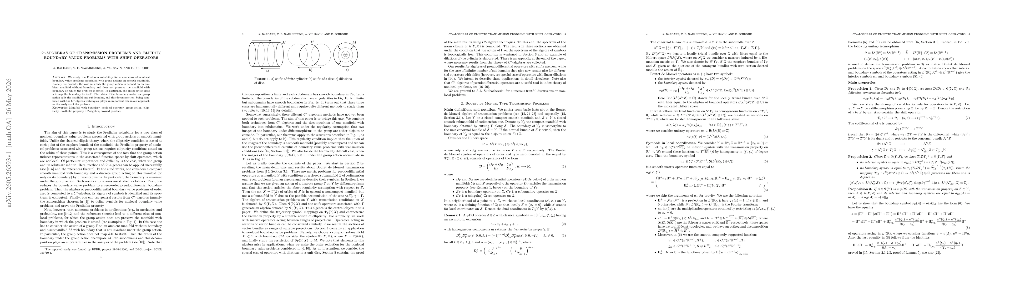 Thumbnail for $C^*$-algebras of transmission problems and elliptic boundary value problems with shift operators