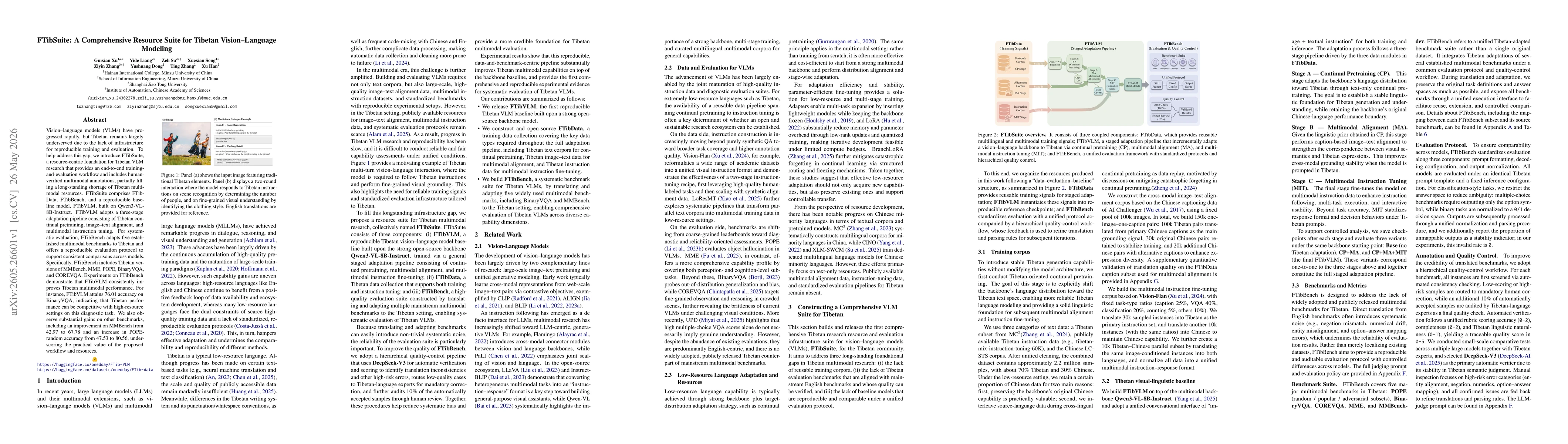 Thumbnail for FTibSuite: A Comprehensive Resource Suite for Tibetan Vision-Language Modeling