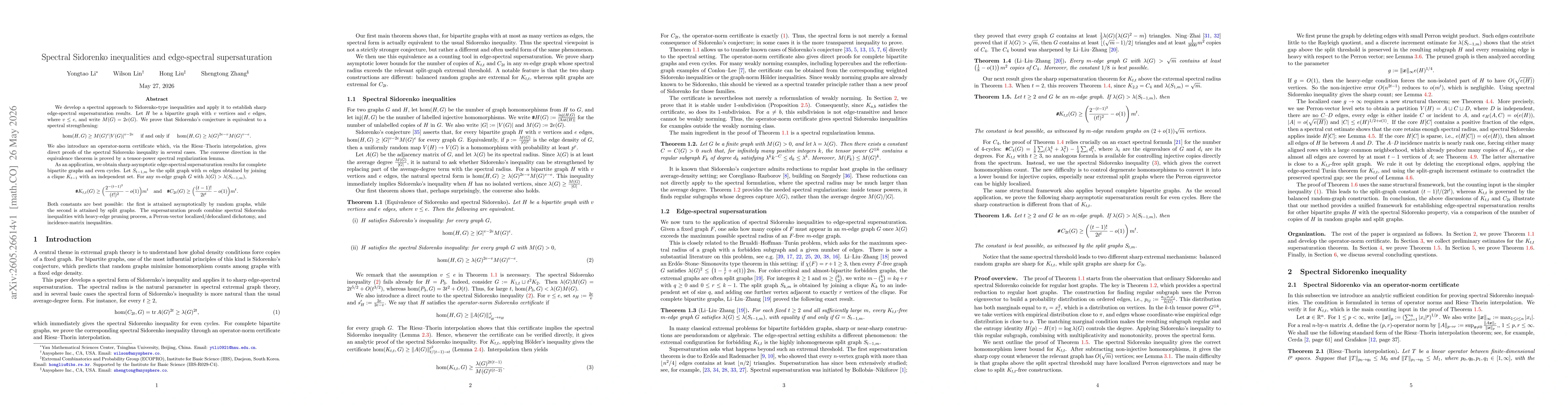 Thumbnail for Spectral Sidorenko inequalities and edge-spectral supersaturation
