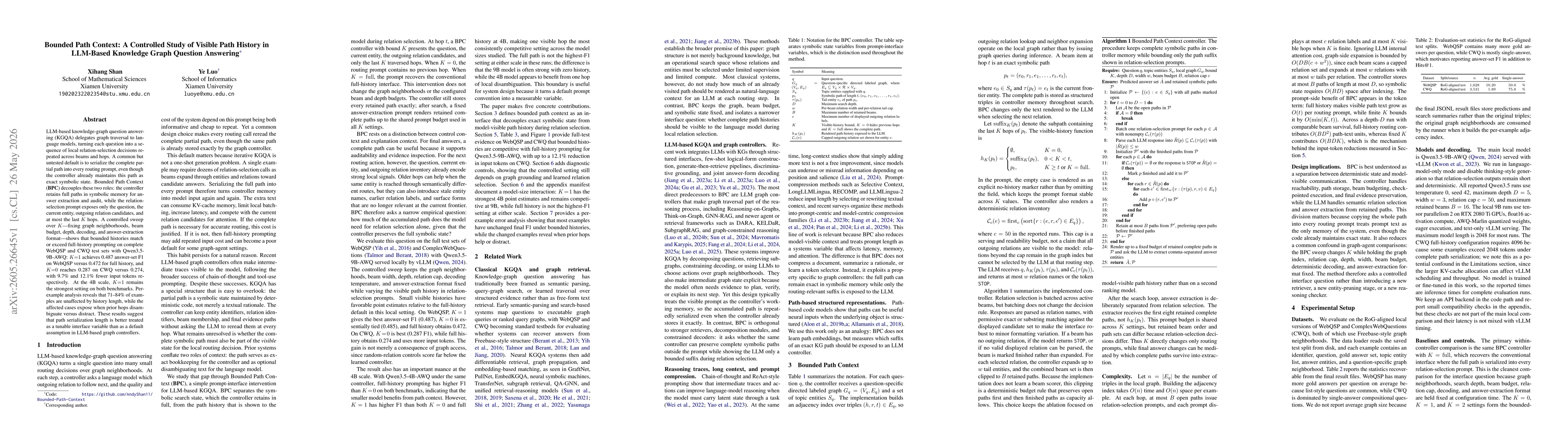 Thumbnail for Bounded Path Context: A Controlled Study of Visible Path History in LLM-Based Knowledge Graph Question Answering