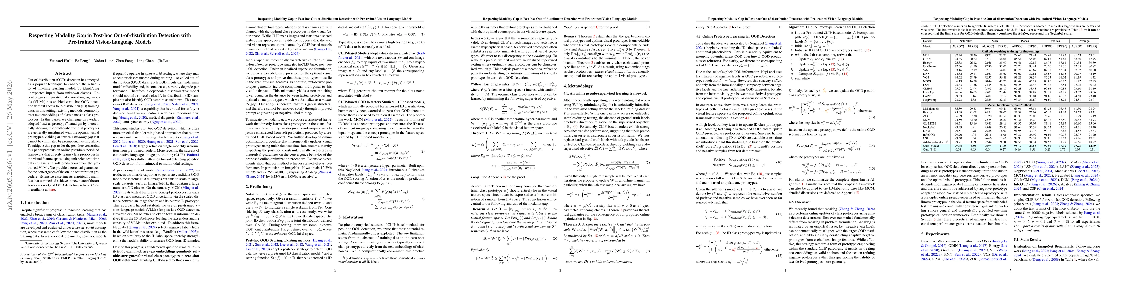 Thumbnail for Respecting Modality Gap in Post-hoc Out-of-distribution Detection with Pre-trained Vision-Language Models