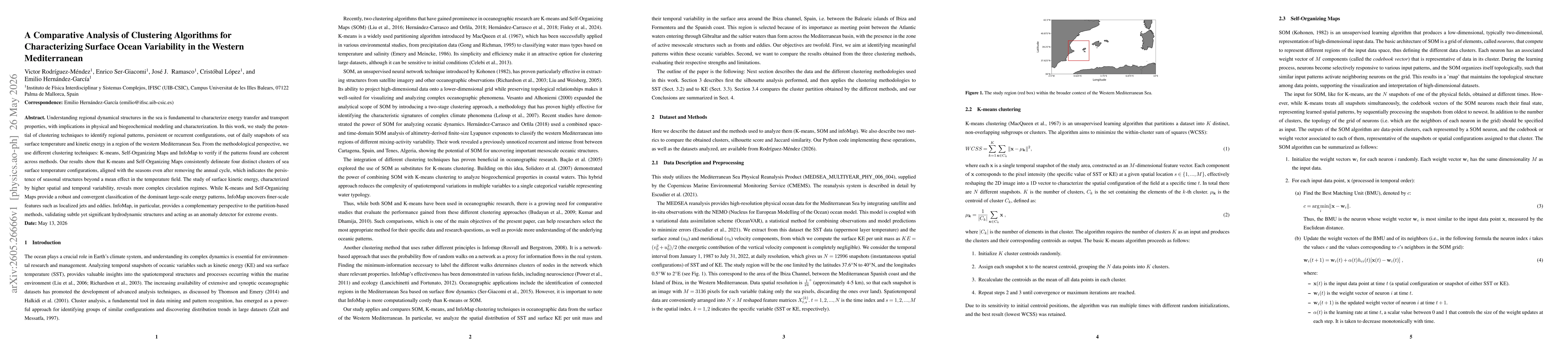 Thumbnail for A Comparative Analysis of Clustering Algorithms for Characterizing Surface Ocean Variability in the Western Mediterranean