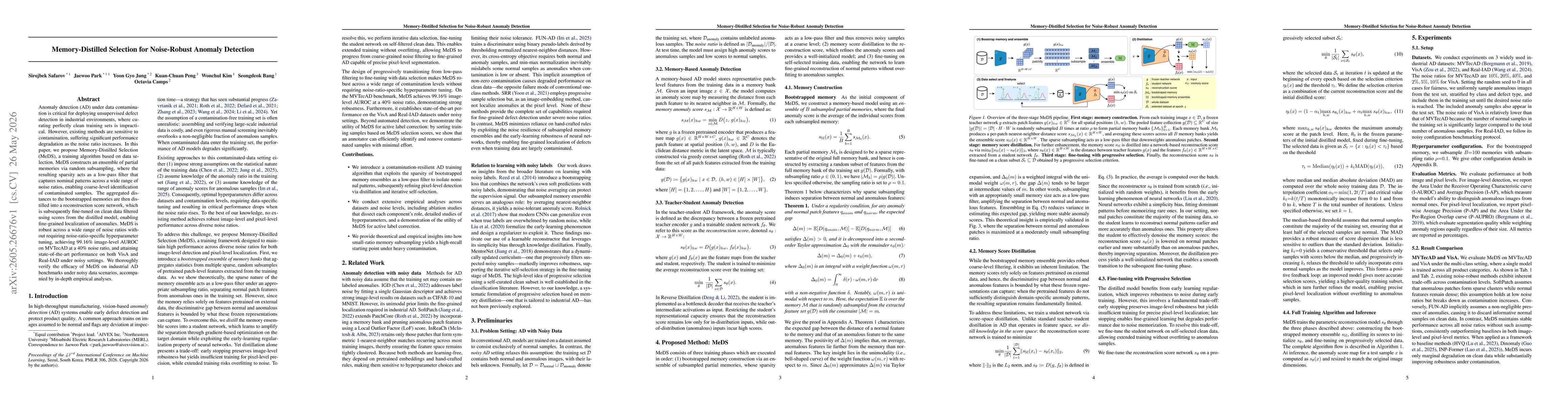 Thumbnail for Memory-Distilled Selection for Noise-Robust Anomaly Detection