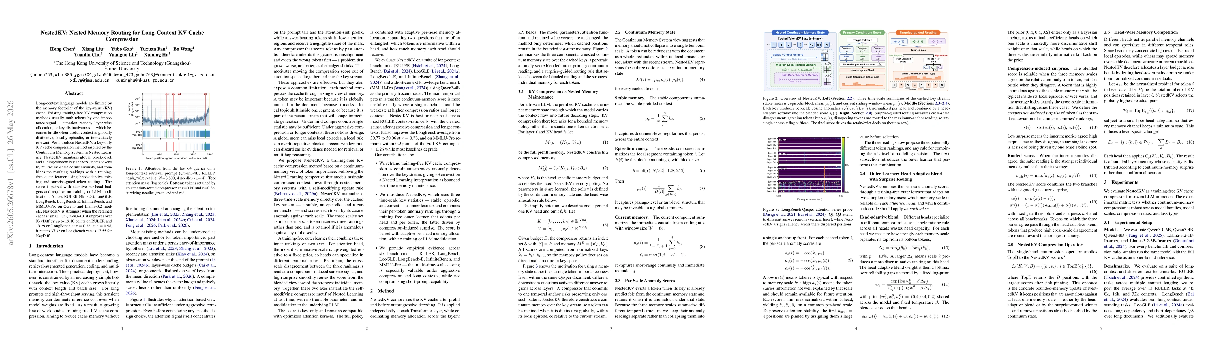 Thumbnail for NestedKV: Nested Memory Routing for Long-Context KV Cache Compression