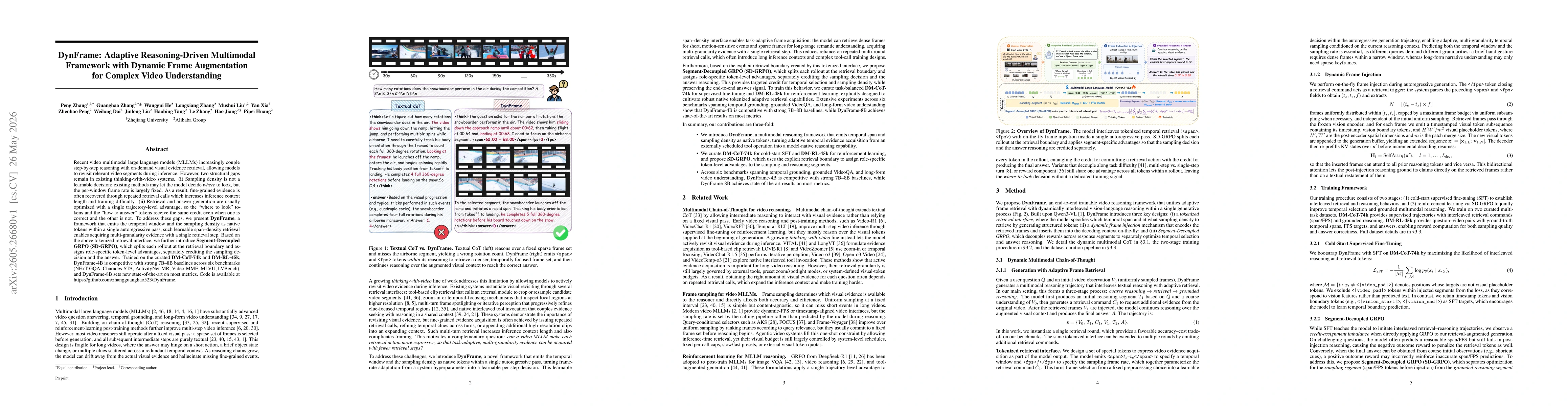 Thumbnail for DynFrame: Adaptive Reasoning-Driven Multimodal Framework with Dynamic Frame Augmentation for Complex Video Understanding