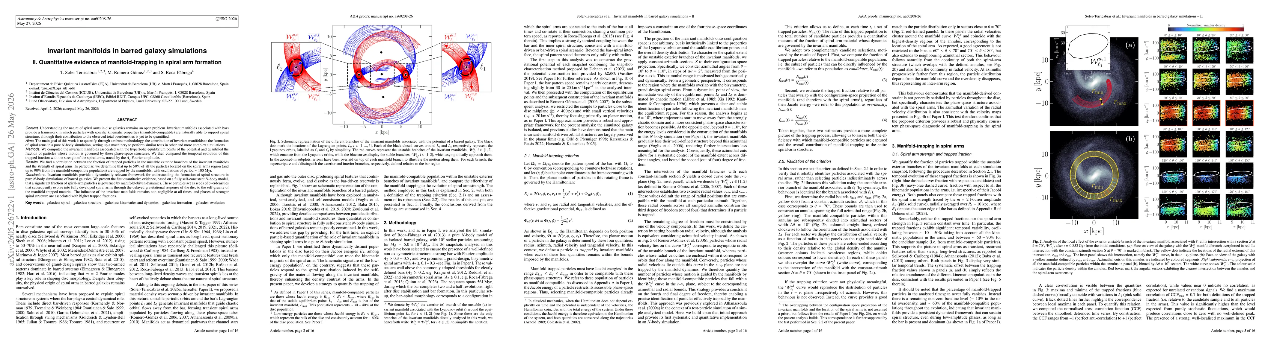 Thumbnail for Invariant manifolds in barred galaxy simulations. II. Quantitative evidence of manifold-trapping in spiral arm formation