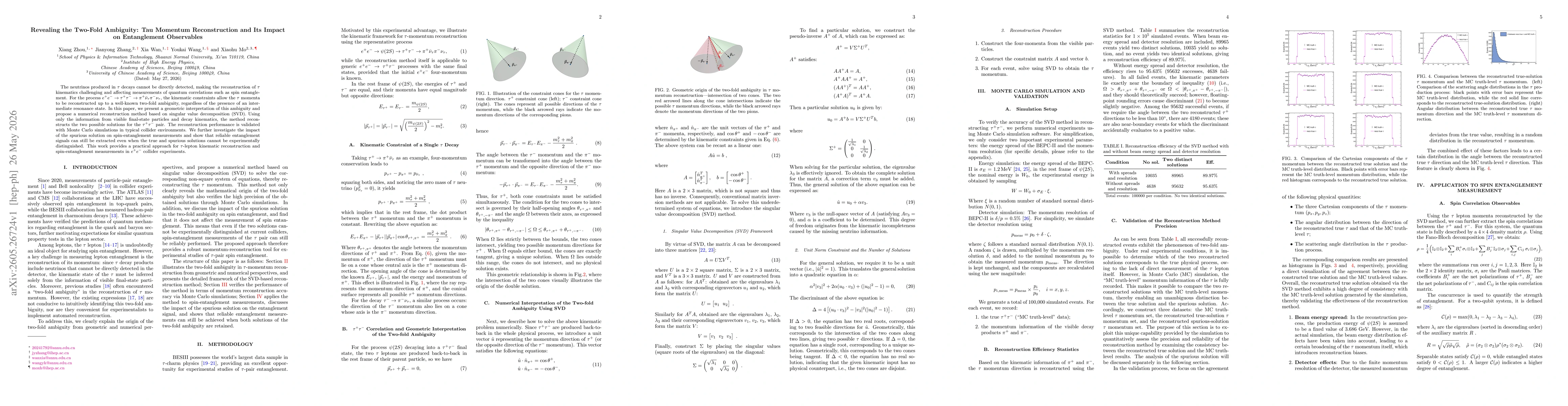 Thumbnail for Revealing the Two-Fold Ambiguity: Tau Momentum Reconstruction and Its Impact on Entanglement Observables