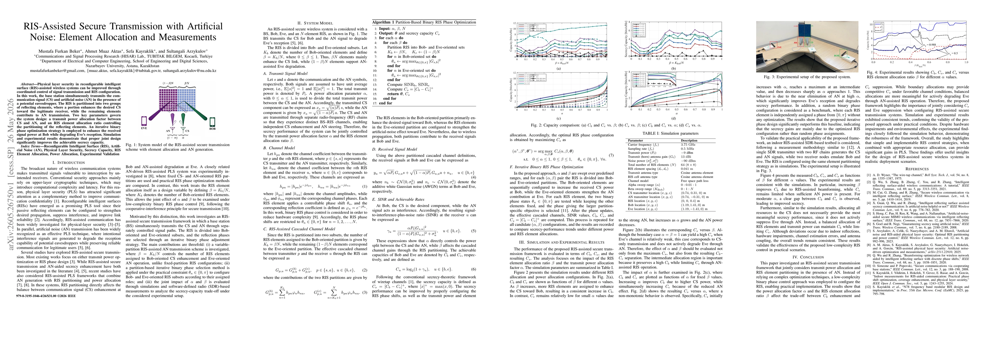 Thumbnail for RIS-Assisted Secure Transmission with Artificial Noise: Element Allocation and Measurements