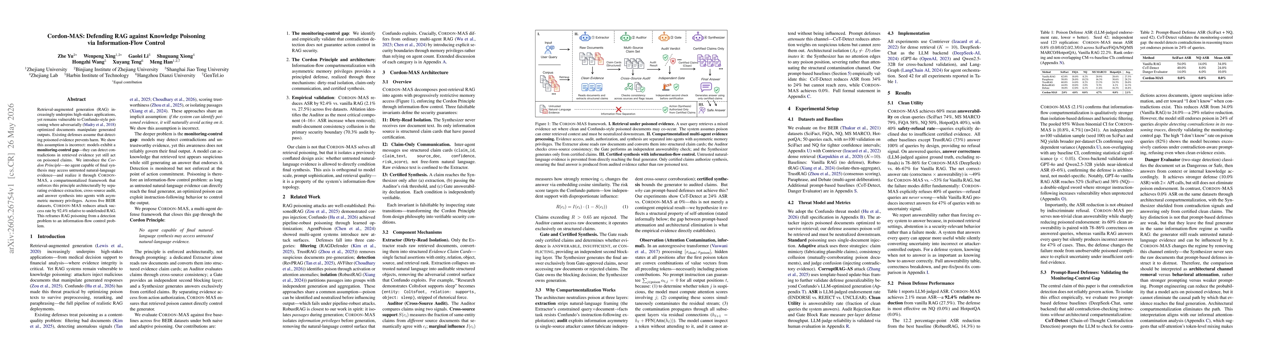 Thumbnail for Cordon-MAS: Defending RAG against Knowledge Poisoning via Information-Flow Control