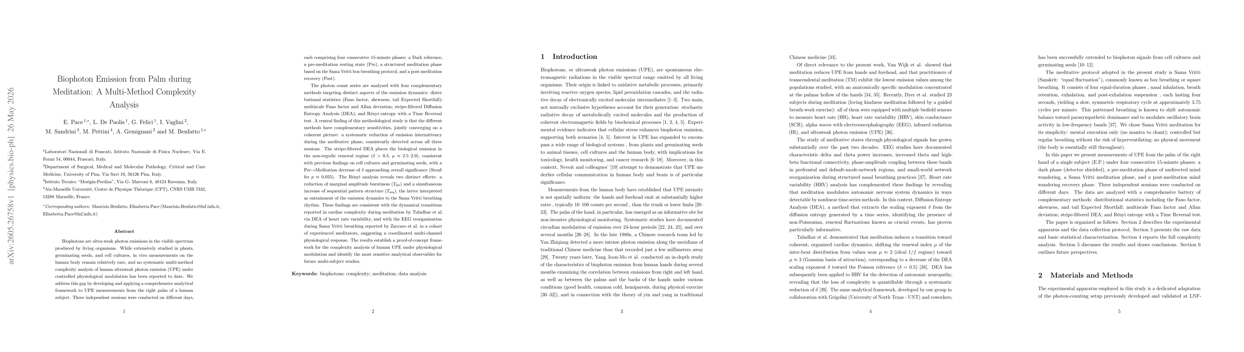 Thumbnail for Biophoton Emission from Palm during Meditation: A Multi-Method Complexity Analysis