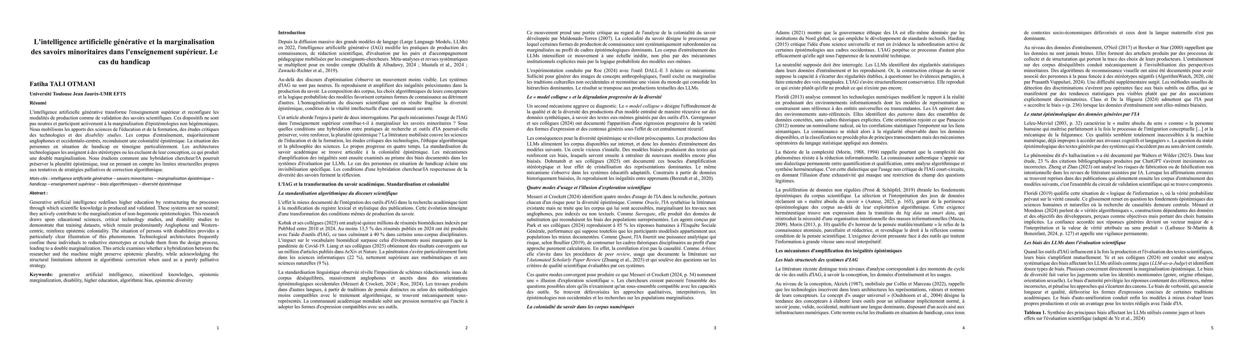 Thumbnail for Generative artificial intelligence and the marginalization of minoritized knowledges in higher education: the case of disability