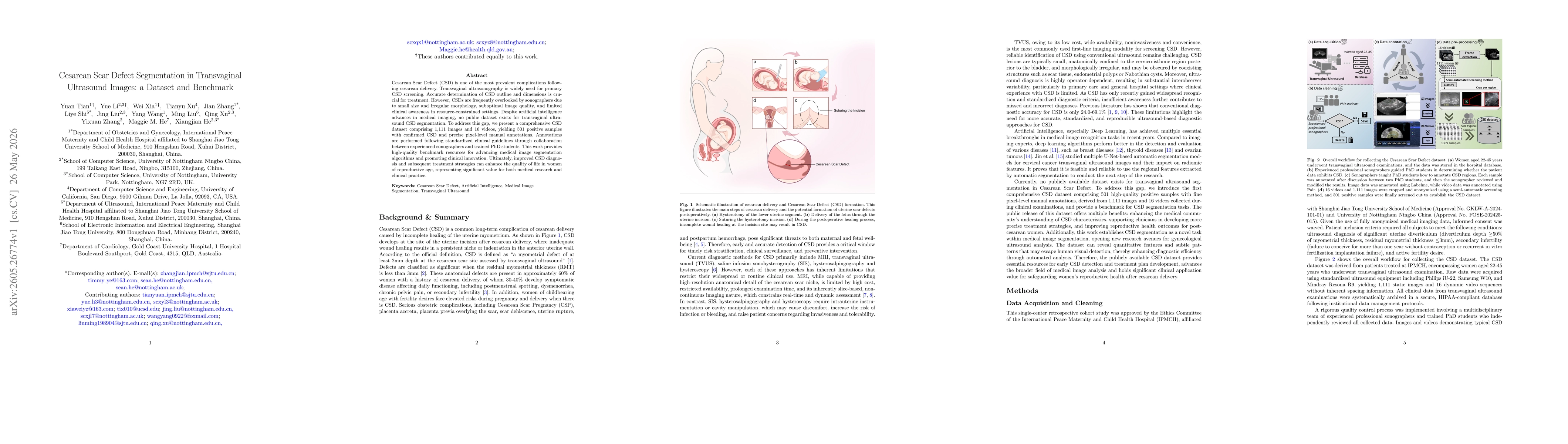 Thumbnail for Cesarean Scar Defect Segmentation in Transvaginal Ultrasound Images: a Dataset and Benchmark