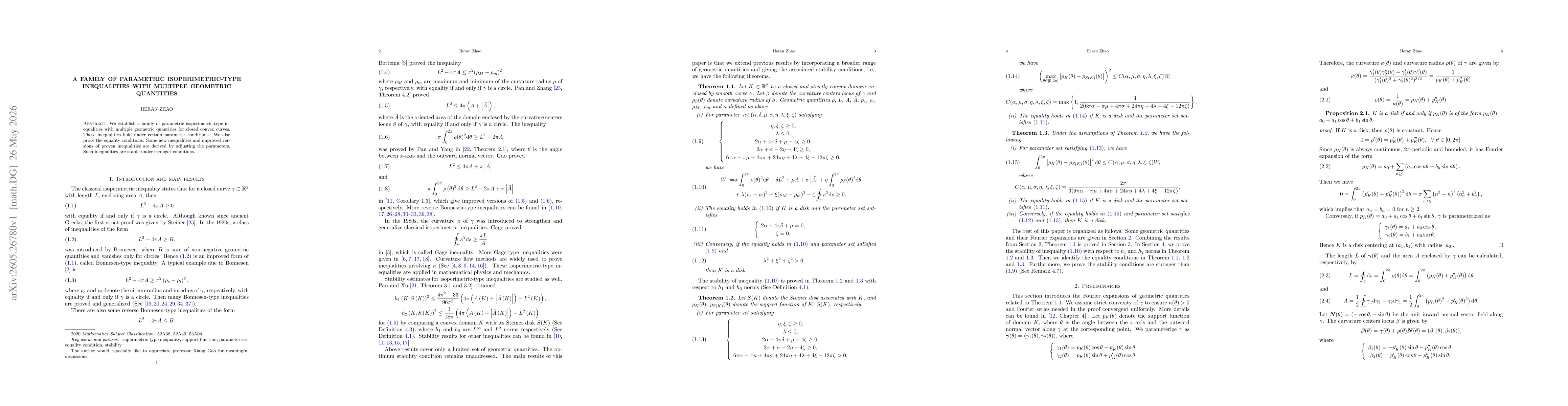 Thumbnail for A family of parametric isoperimetric-type inequalities with multiple geometric quantities