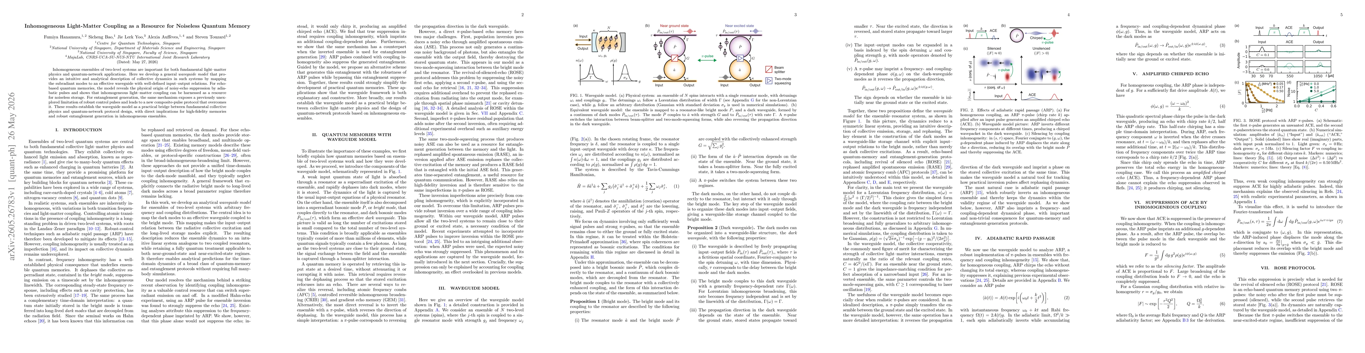 Thumbnail for Inhomogeneous Light-Matter Coupling as a Resource for Noiseless Quantum Memory