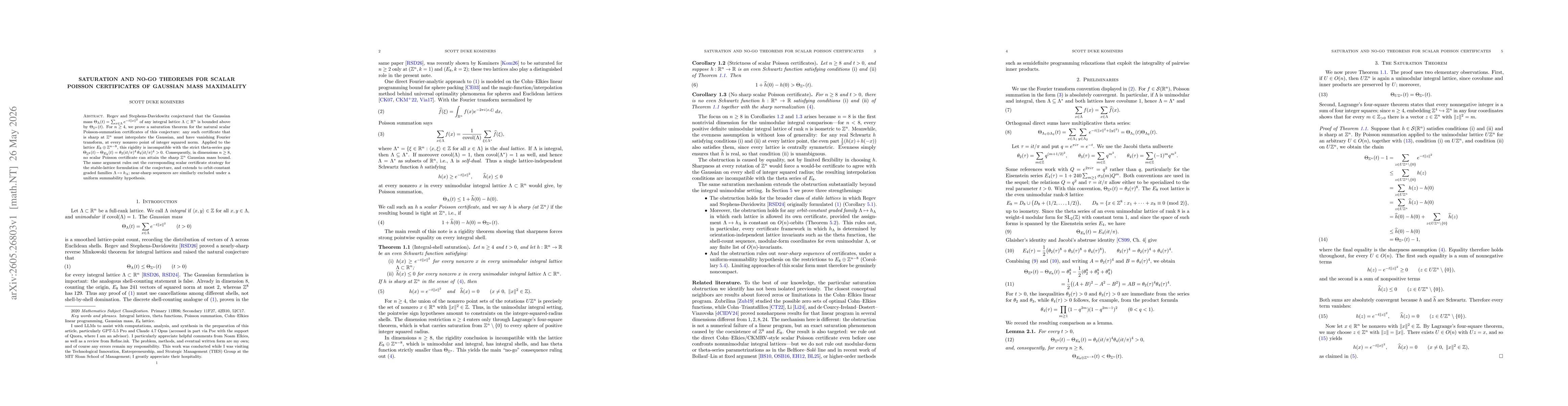 Thumbnail for Saturation and No-Go Theorems for Scalar Poisson Certificates of Gaussian Mass Maximality