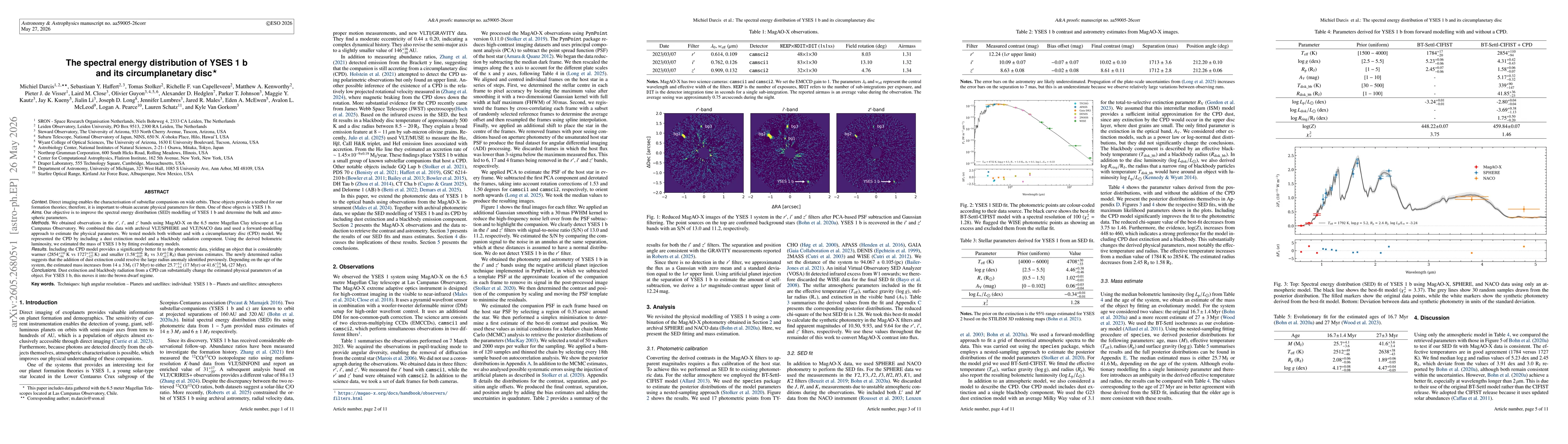 Thumbnail for The spectral energy distribution of YSES 1 b and its circumplanetary disc